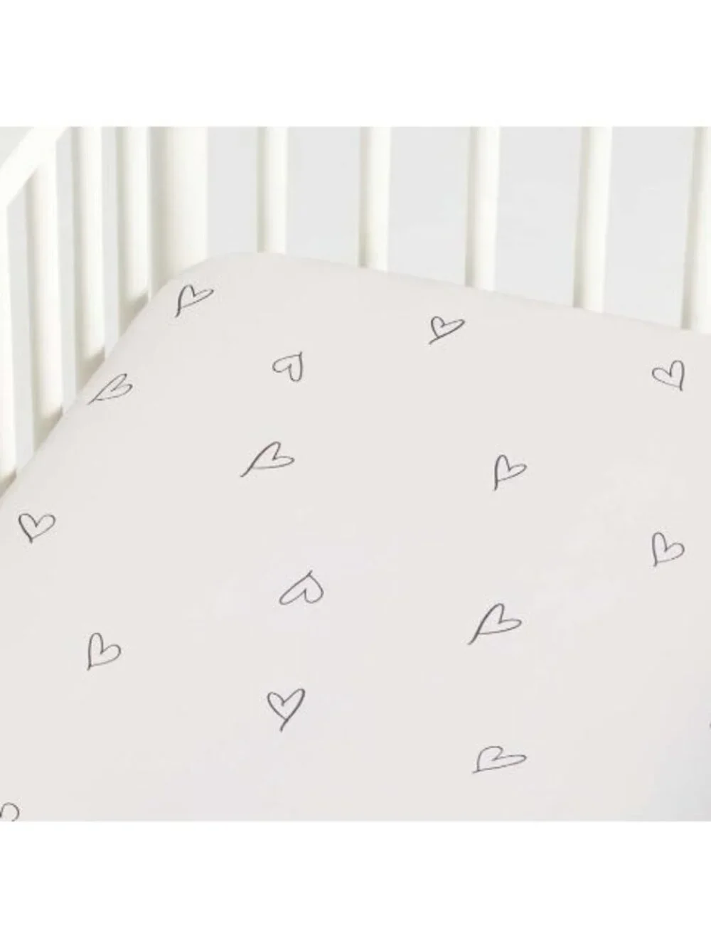 Leanne Ford Crate & Kids Cotton Crib Fitted Sheet White Charcoal Hearts RETIRED